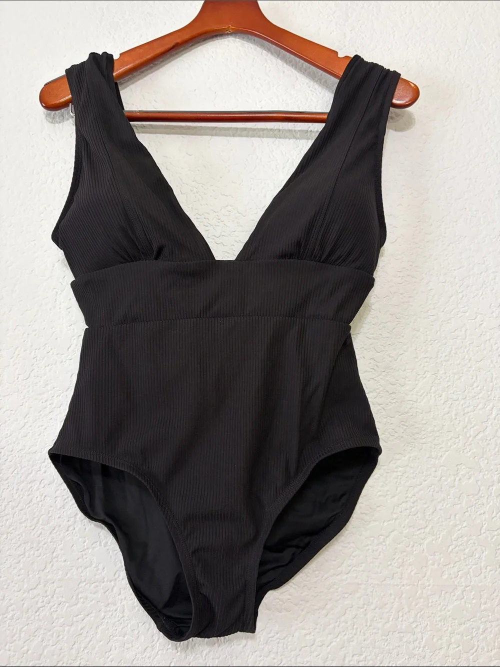 Andie Swim Mykonos Black Ribbed One Piece Swimsuit